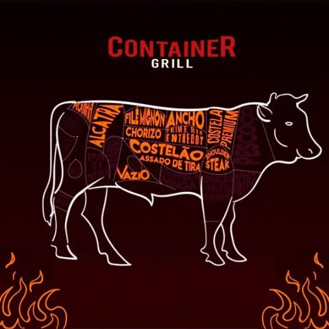 Diagrama dos cortes de carne trabalhados pelo Container Grill